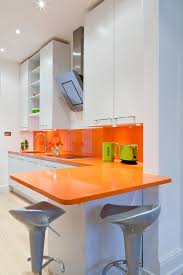 Modern White Kitchens With Colour Beautiful Kitchens Blog Blue Kitchen Decor Orange Kitchen Decor White Modern Kitchen