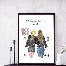 Best Friend Print 18th Birthday Gift Personalised Print Birthday Present Home Decor Siste 18th Birthday Gifts 18th Birthday Birthday Gifts For Best Friend