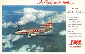 Twa Martin Skyliner Postcard Twa Postcard Trans