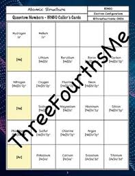 Quantum Numbers Bingo Activity By Threefourthsme Tpt In 2020 Activities Bingo Chemistry