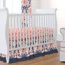 May these some photos for your ideas, may you agree these are awesome photos. Navy And Coral Ikat Damask Crib Skirt Gathered With Trim Navy Baby Bedding Coral Baby Bedding Girl Crib Bedding Sets
