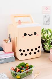 pearl boba tea mini fridge 2 0 kawaii room cute room decor boba tea