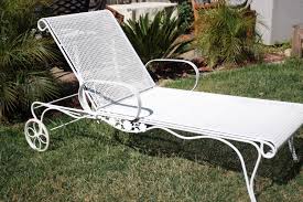 Vintage Wrought Iron Salterini Woodard Mesh Metal Chaise Lounge Chair A Side Table Mesh Patio Furniture Haute Juice