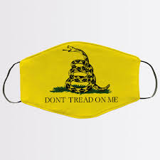 This flag is inspired by the gadsden flag of the revolutionary war when rattlesnake imagery was widely used as a symbol of the american spirit. Don T Tread On Me Flag Mask Gadsden Flag Face Cover Andaddy