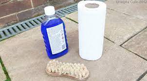 Next time my neighbour paints his fence and it leaks through onto the concrete panel at the bottom of the fence of my side i'll be sure to instruct him to use a sheet. I Ve Spilt Paint On My Patio Slabs What Will I Do Helpful Colin