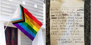 Seven in ten trans people (70%) report . A Small Town Arkansas Lgbt Kid Left A Heartwarming Note For For Pride Flag Upworthy