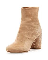 995 Tan Studded Suede Ankle Boots Maison Martin Margiela Suede Sparkle Ankle Boots Flesh Boots Ankle Boots Suede Ankle Boots