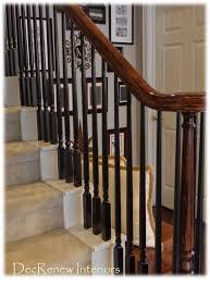 Cover the floors with drop cloths and scrub the wood with tsp (tri sodium phosphate), using a coarse scrubbing pad. Paint Your Spindles Black For A Dramatic Change Decorating In A Day One Day Design Stair Spindles Staircase Makeover Wood Railing