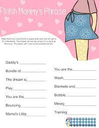 Free Printable Baby Shower Finish Mommy S Phrase Game Simple Baby Shower Baby Shower Printables Free Baby Shower