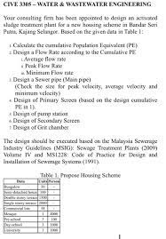 Report malaysian sewerage industry guideline (volume iii) 1st edition. Cive 3305 Water Wastewater Engineering Your Co Chegg Com