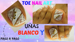 17 ¿es el blanco un color de uñas popular? Unas De Pies Decoradas Blanco Y Dorado White Gold Toe Nail Art Youtube