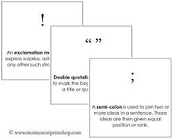 Punctuation Cards Charts Montessori Elementary Grammar