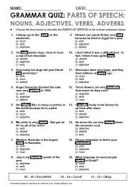 Grammar Quiz Parts Of Speech Http Esltopics Com Vocabulary Quizzes Grammar Quiz Learn English English Grammar Worksheets