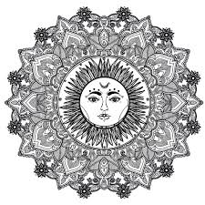 Mandala To Color With Beautiful Sun In Center From The Gallery Mandalas Mandala Coloring Pages Mandala Coloring Books Sun Mandala