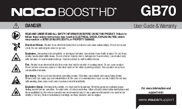 NOCO GB70 Boost HD Jump Starters User Guide