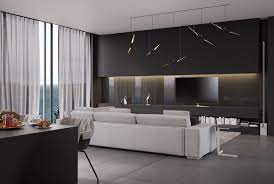 4 Gorgeous Homes With Matte Black Walls Black Walls Ceiling Lamps Living Room Modern Living Room