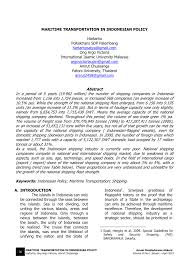 The main modes of transport in keretapi tanah melayu (ktm) or malayan railways limited is the main rail operator in peninsular malaysia. Pdf Maritime Transportation Of Indonesian Policy