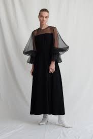Lois Dress Crepe And Organza Black Elegant Black Dress Dresses Crepe Dress