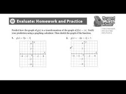 Algebra 2 Chapter 2 1 Exercises 1 13 Graphing Absolute Value Functions Youtube