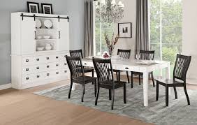 Acme 71850 52 7 Pc Renske Antique White And Black Finish Wood Dining Table Set