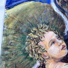 Mary And Baby Jesus Hand-painted Painting By Michael Dente