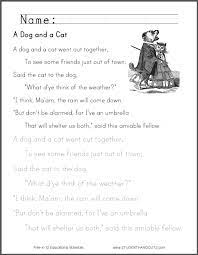 A Dog And A Cat Nursery Rhyme Worksheets Free To Print Pdf Files Nursery Rhymes Cat Nursery Rhyming Activities
