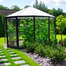 Metal round gazebo with steel roof (exterior: Polycarbonate Gazebo Ringo Gardenis Jcs Fabric Roof