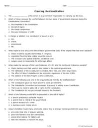 It is vested with all lawmaking power. Creating The Constitution Grade 8 Free Printable Tests And Worksheets Helpteaching Com