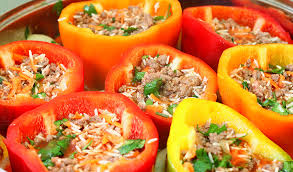 Browning the chicken in a skillet before baking gives it a beautiful golden color, and finishing it in the oven ensures that this healthy baked chicken recipe cooks evenly throughout. 11 Healthy Stuffed Peppers Recipes