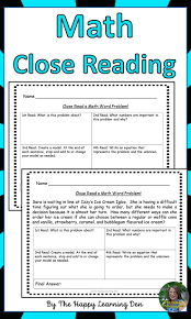 Math Close Reading Worksheets Close Reading Close Reading Worksheets Close Reading Math