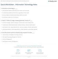 Which one is the first … Quiz Worksheet Information Technology Roles Study Com