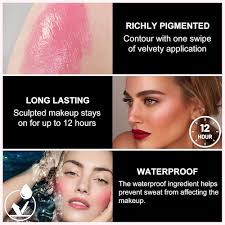 Liquid Contour Stick Trio, 3 Pack Bronzer Blush Highlighter Face Makeup Kit  with Brush for Create a Natural Lightweight Look, Long Lasting Matte Face  ...