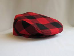 Red And Black Buffalo Check Flat Cap In Lumberjack Plaid Etsy