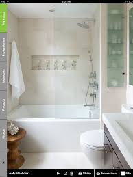 Girls Bathroom I Like The Big Square Tile Floor And The Long Large Tiles On The Wall Small Space Bathroom Spa Inspired Bathroom Small Bathroom Remodel