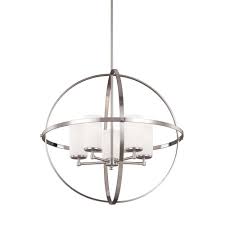 Sea Gull Lighting Alturas 27 25 In W 5 Light Brushed Nickel Single Tier Chandelier With Satin Etched Glass Shades 3124605 962 The Home Depot