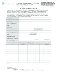 Find the right option for you and your family. Fillable Online Incomplete Applications Or Workforce Solutions Child Care Fax Email Print Pdffiller