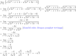 Saya juga berencana untuk membuat artikel tersendiri yang berkaitan dengan limit tak hingga fungsi trigonometri karena soal bentuk ini keluar pada sbmptn 2017 matematika ipa. Limit Fungsi Aljabar Tak Terhingga