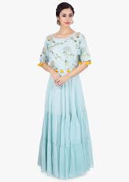 Mint Green Cotton Tunic Dress With Resham Embroidered Top Layer Only On Kalki