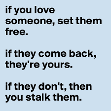 If you love somebody, set them free. If You Love Someone Set Them Free If They Come Back They Re Yours If They Don T Then You Stalk Them Post By T Treeman On Boldomatic