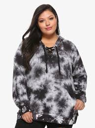 Black And White Tie Dye Hoodie Black White Tie Dye Lace Up Girls Hoodie Tie Dye Hoodie Girl White Tie