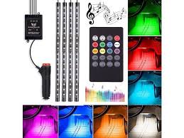 Wanmingtek Car Led Strip Lights 4pcs 72 Led Multi Color Car Interior Lights For Car Music Car Strip Light Under Dash Lighting Kit With Remote Controller Sound Active Function Newegg Com