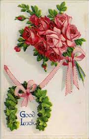 Good Luck Roses Vintage Birthday Cards Floral Cards Postcard