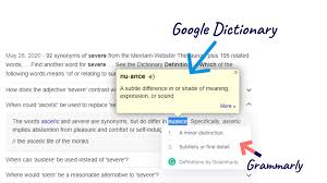 Find Word Meanings Quickly Using Google Dictionary And Grammarly In 2020 Words Meant To Be Dictionary