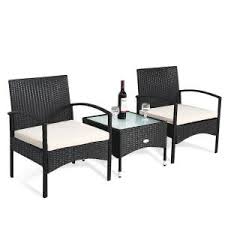 There is no better way to go about life than having a morning cup of coffee on your balcony, settling in with a good garden side tables will help accommodate all the different seating combinations so that no one is stuck holding their glass in their hand throughout the night. Costway 3 Piece Wicker Patio Conversation Set With Cushions Coffee Table 2 Rattan Chair Hw62356 The Home Depot