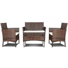 Explore an elegant range of hanging chairs, bistro sets and sun loungers. 4 Piece Rattan Outdoor Furniture Set Garden Patio Set On Onbuy