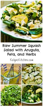 Raw Summer Squash Salad With Arugula And Feta Kalyn S Kitchen Recipe Summer Squash Salad Squash Salad Salad Recipes
