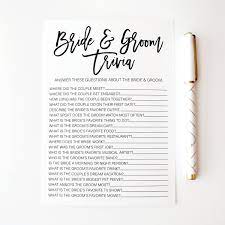 The bridal shower theme has been chosen, invites have gone out, the food is being finalized and now it is time to start planning the dessert table. Bride And Groom Trivia Bridal Shower Game Bridal Shower Etsy