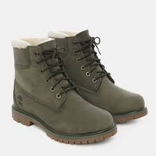 6 Inch Shearling Boot For Women In Dark Green Timberland In 2020 Shearling Boots Womens Boots Boots