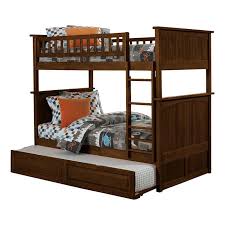 Atlantic Furniture Nantucket Twin Over Twin Trundle Bunk Bed In Walnut Ab59134