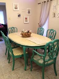 Hand painted dining room furniture. Antique 1960s Turquoise Dining Table And Chairs Painted Set Dining Room Furniture Sets Woven Dining Chairs Dining Room Table